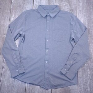 Kit & Ace City Tech Long Sleeve Shirt Mens Medium Blue Heathered Pocket Top